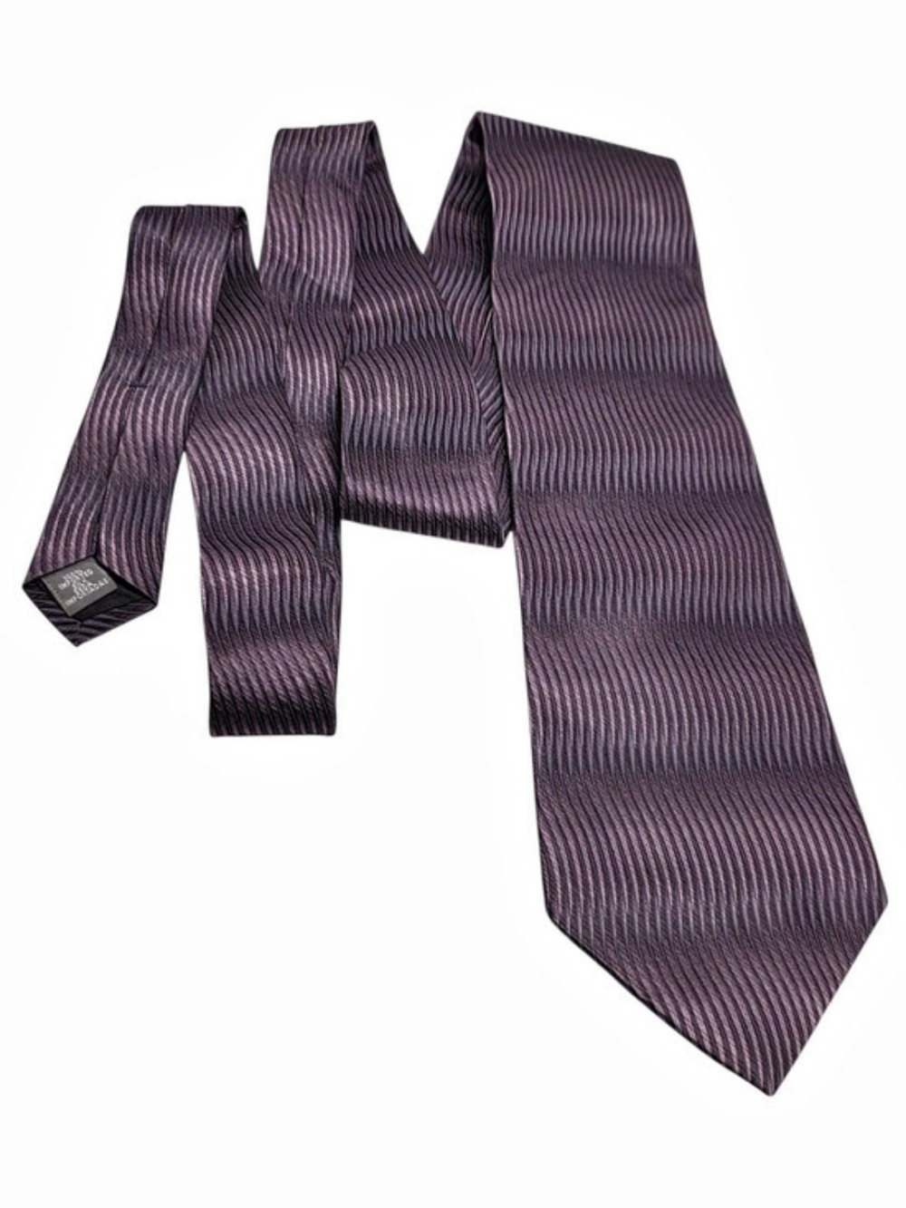 ESSANTE Purple Wavy Textured Geometric Silk Necktie Mens NWT Tie "Spinner"